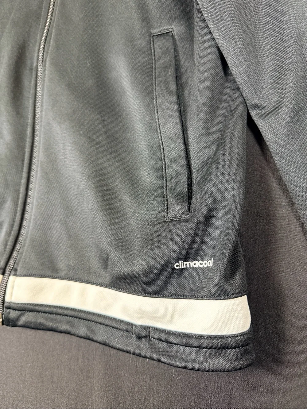 adidas Jacket Boys M Zip up Track Black 3 White Stripes Climacool Breathable